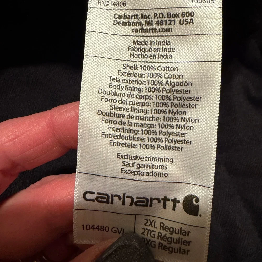 Carhartt Jacket Mens 2XL‎ Loose Fit Gravel Gray Duck Canvas 104480 GVL